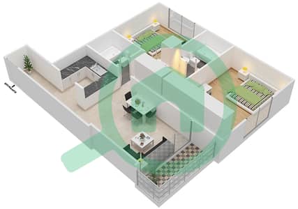 Paradise Lakes B6 - 2 Bedroom Apartment Type B1 Floor plan