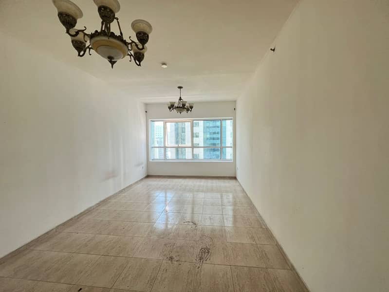 Beautiful & spacious 1BR + living room in Al Taawun, master room, free AC, free parking, gym, pool, prime location on Dubai exit near all services.