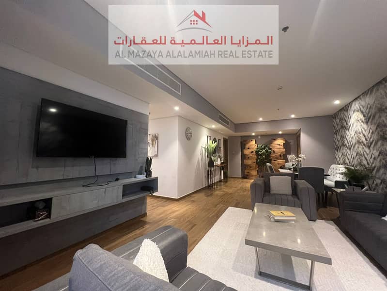 Monthly rent in Pullman - five stars - three-room apartment - stunning view - super deluxe furnished - Sharjah - Al Taawun - bills included