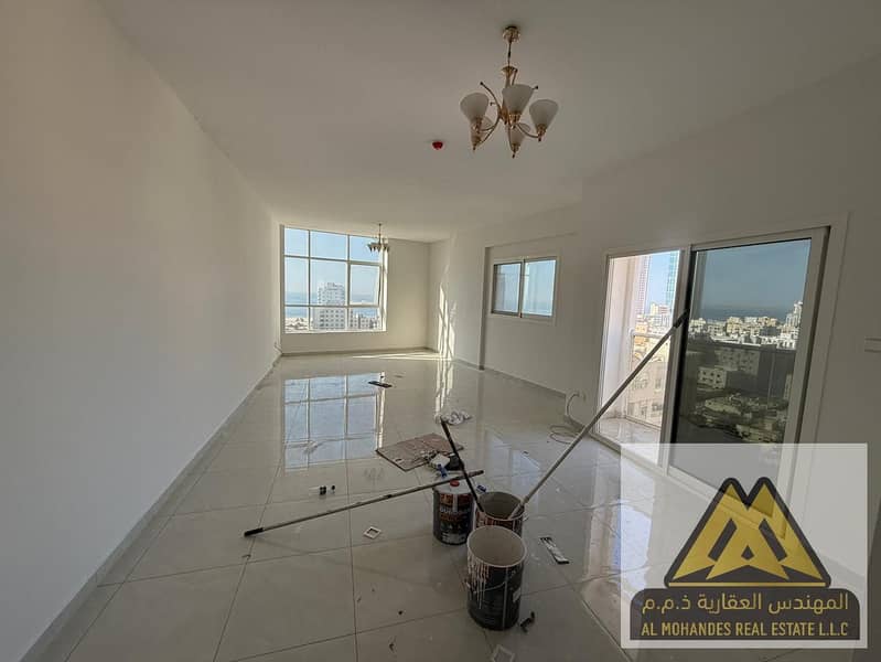 Luxury Three-Bedroom Apartment for Annual Rent in Ajman Corniche – Sea View with Two Balconies