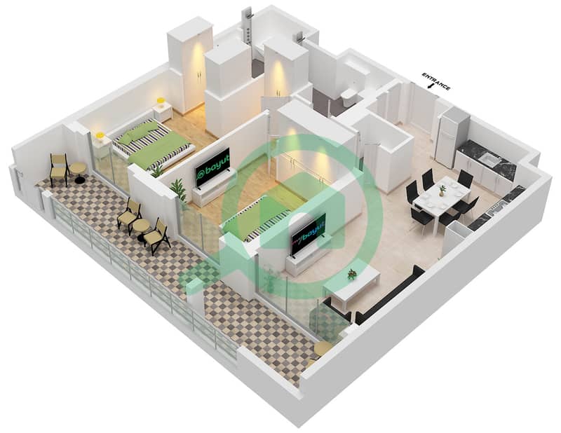 Type 4 Unit 3 Floor Ground Golf Verge Building C - 2 Bedroom Apartment Type/unit 4 / UNIT 3 FLOOR GROUND Floor plan Type 4 Unit 3 Floor Ground interactive3D