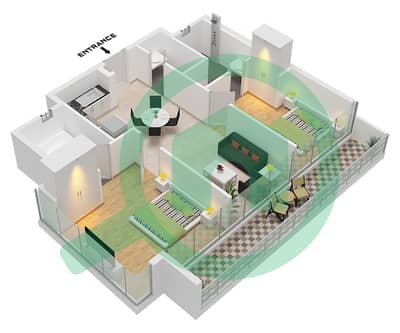 Aykon City Tower C - Grundriss für 2 Schlafzimmer Wohnung Einheit 18 FLOOR 51-58 Aykon City Tower C - Grundriss für 2 Schlafzimmer Wohnung Einheit 18 FLOOR 51-58