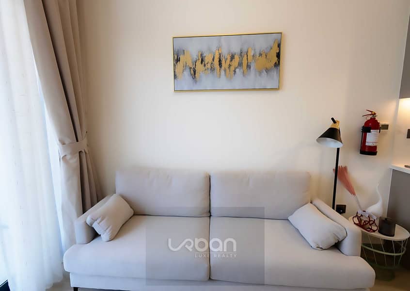 Furnished 1BR Apartment | Azizi Riviera 26 | Balcony & Pool View