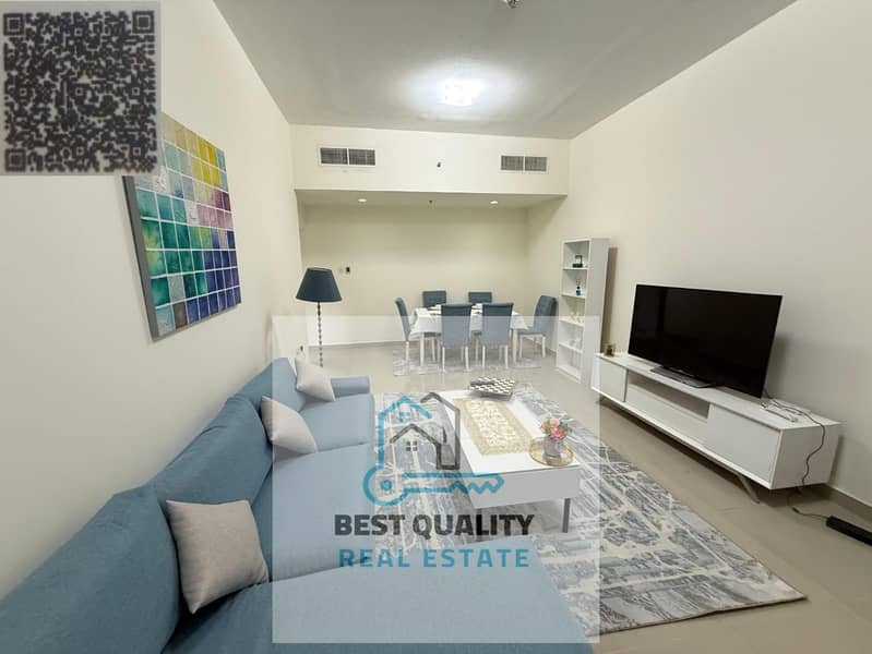 Furnished 2BR Apartment with Sea View – First Tenant on Ajman Corniche | All Bills Included