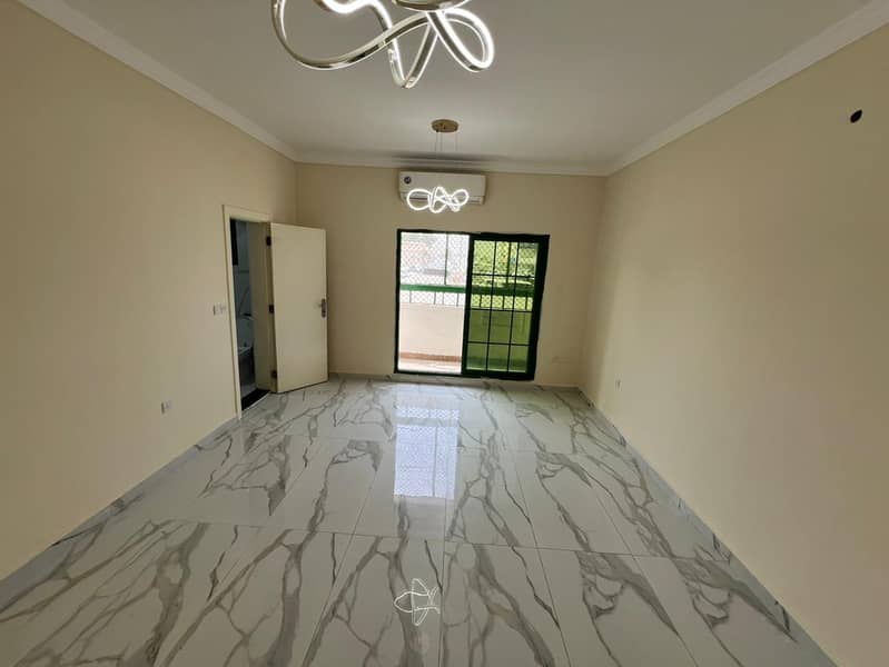 3BR apartment in Al Mowaihat near the Academy, ground floor, 4 bathrooms, 2 master rooms, balcony, quiet prime location, AED 55K in 6 payments with se