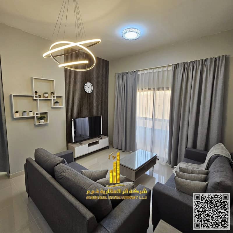 Luxurious and beautiful furnished one-bedroom apartment for monthly rent in Ajman Corniche - near Ship Roundabout | Elegant furnishings
