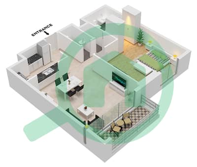 Mazaya 3 - Planimetria del piano di 1 Camera Appartamento Unità 07 FLOOR 1