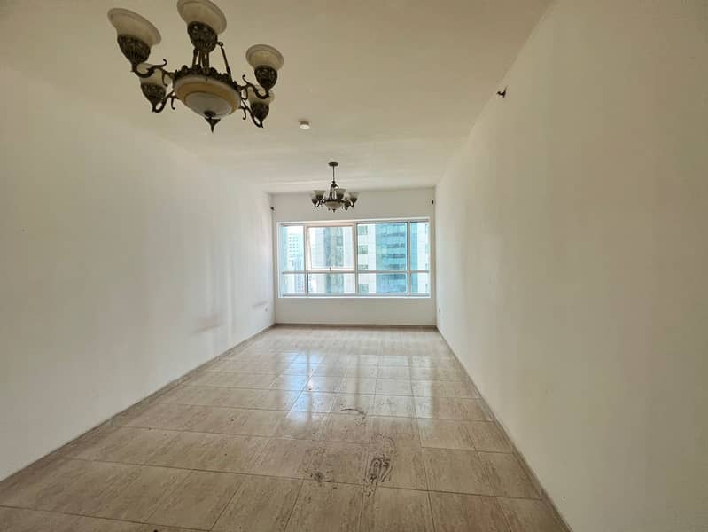 Beautiful & spacious 1BR + living room in Al Taawun, master room, free AC, free parking, gym, pool, prime location on Dubai exit near all services.