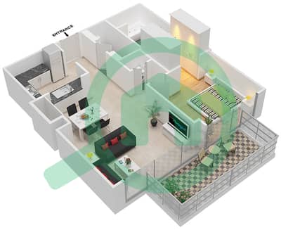 BLVD Heights Podium - 1 Bedroom Apartment Unit 105,106,110 Floor plan