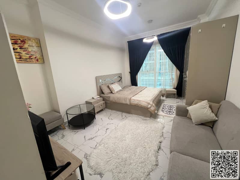 Fully furnished Studio apartment for monthly rent in Ajman, Al Rashidiya area Includes all bills and internet + gym, pool and parking