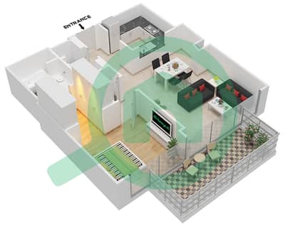 BLVD Heights Podium - 1 Bedroom Apartment Unit 107 Floor plan