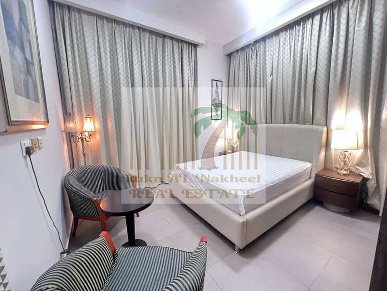 Lavish | luxury | gym pool parking free Fully furnished monthly one room with open view ready to move in good location for more details & information