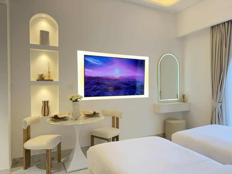 Luxury Furnished Studio with Balcony | Azizi Riviera | Monthly & Short Term