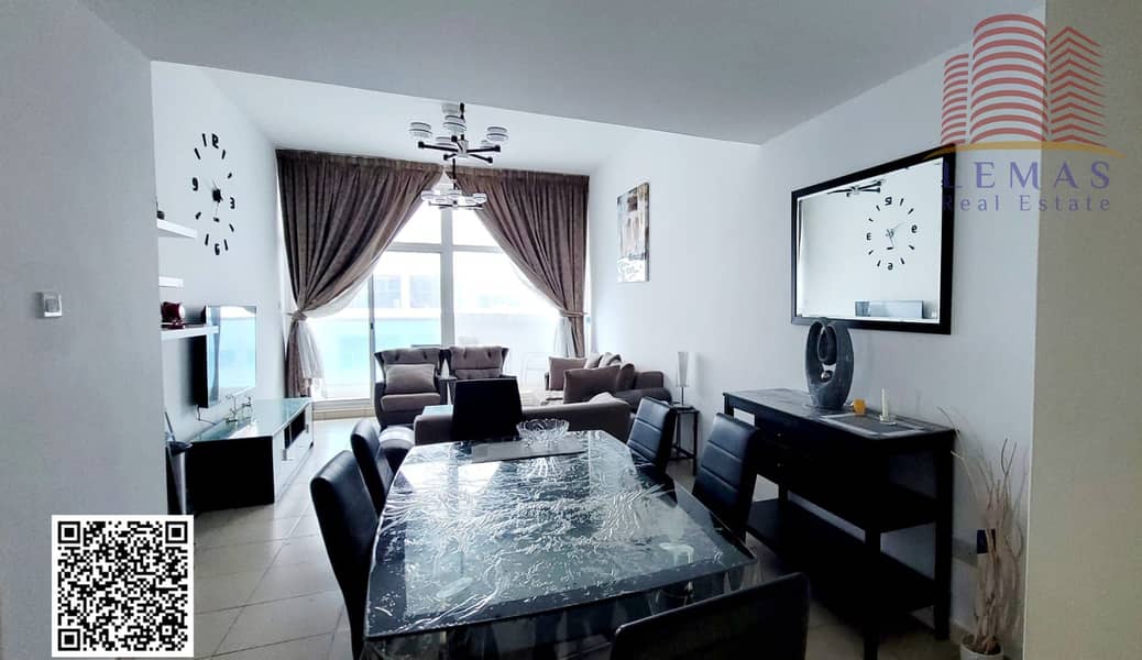 Two bedrooms fully furnished close kitchen with parking for rent, Ajman One Towers