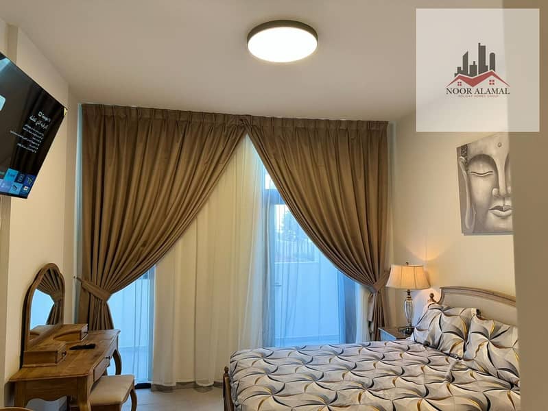 Sharjah - Aljada - Super Deluxe Studio Apartment with a large area, fully equipped kitchen, and bathroom