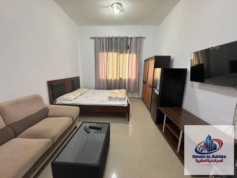 A beautiful furnished studio first tenant with a sea view featuring a central cooling and air conditioning system and free parking available next to t