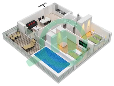 Samana Golf Views - Plano de planta de 2 habitaciones Apartamento Unidad 16 FLOOR 1