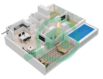 Samana Golf Views - Plano de planta de 2 habitaciones Apartamento Unidad 02,12,13,14,15 FLOOR 2-12