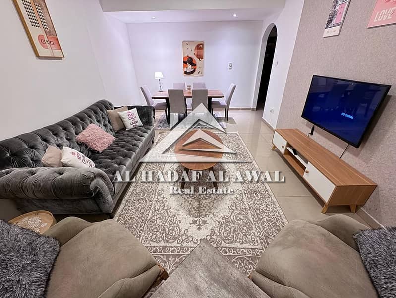 For monthly rent: two bedroom and a hall in Al khan with free internet