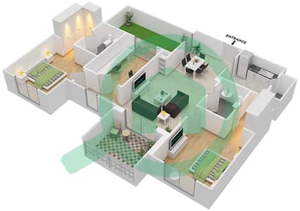 المخططات الطابقية لتصميم الوحدة 1 FLOOR 4 شقة 2 غرفة نوم - ريحان 8