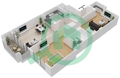 المخططات الطابقية لتصميم الوحدة 6 FLOOR 1-3 شقة 1 غرفة نوم - ريحان 8