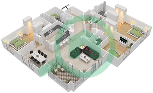 Reehan 8 - 3 Bed Apartments Unit 9 Floor 1-4 Floor plan