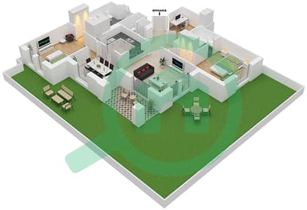 燕舒5号楼 - 2 卧室公寓单位2 GROUND FLOOR戶型图