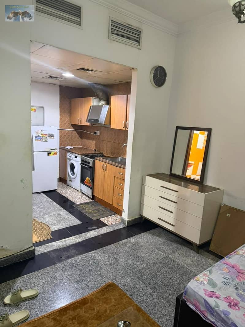 Furnished studio apartment near Al-Hikma School, opposite Ramada Black Hotel. Price: 2800 (including bills and internet).