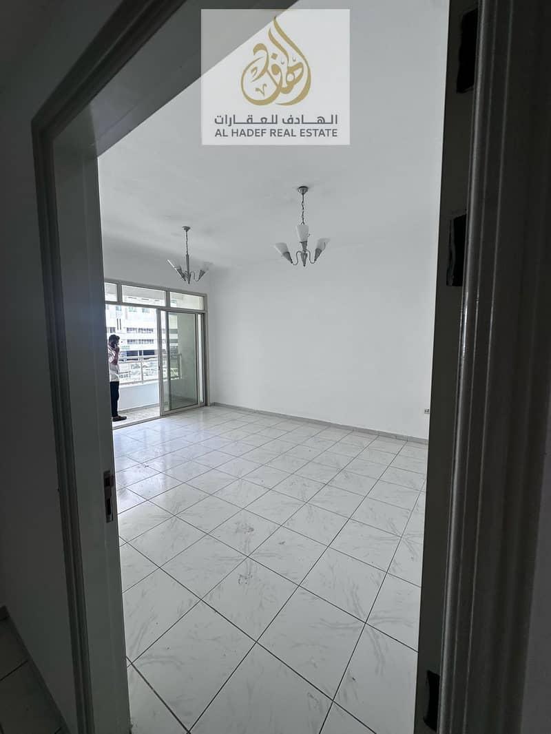 Two bedroom apartment for rent in Sharjah Abu Shagara in a family building with maintenance by landlord and prime location close to all services