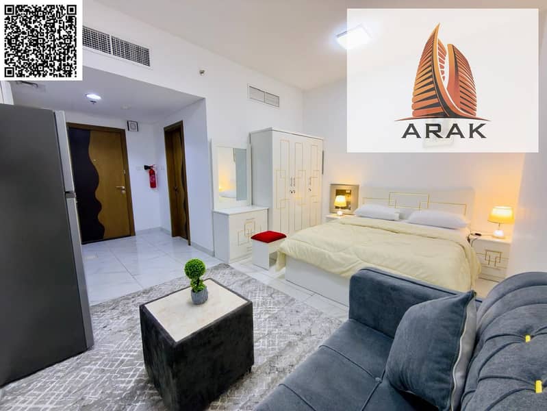 Furnished studio for rent in Al Nuaimiya 1 Ajman in a prime location next to Al Ain Markets and opposite Ramez Hypermarket