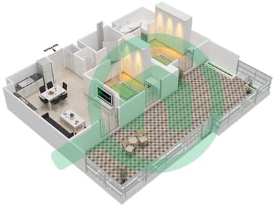 扎哈拉2A公寓 - 2 卧室公寓类型／单位2B-2戶型图