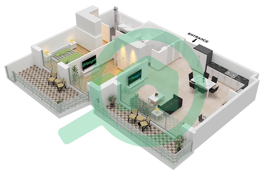 Unit 7 Floor Ground The Cove II Building 5 - 2 Bedroom Apartment Unit 7 FLOOR GROUND Floor plan Unit 7 Floor Ground interactive3D