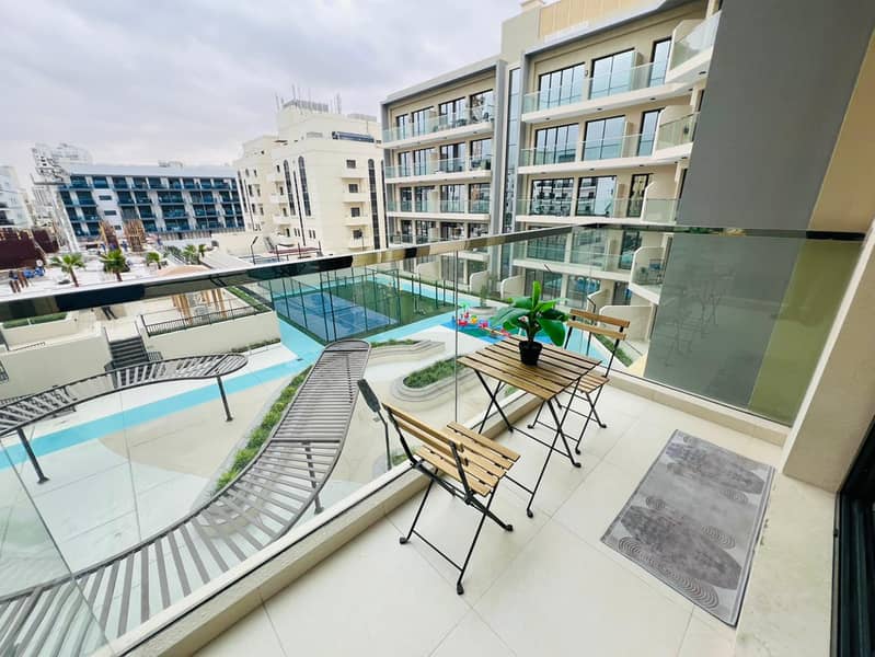 spacious furnised studio available brand new building 50k with 4 cheques with pack of amenities