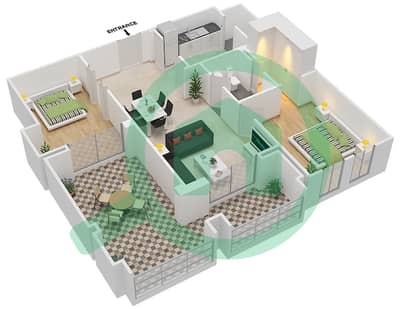 المخططات الطابقية لتصميم الوحدة 2 FLOOR 4 شقة 2 غرفة نوم - يانسون 4