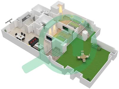 المخططات الطابقية لتصميم الوحدة 2 GROUND FLOOR شقة 2 غرفة نوم - يانسون 4