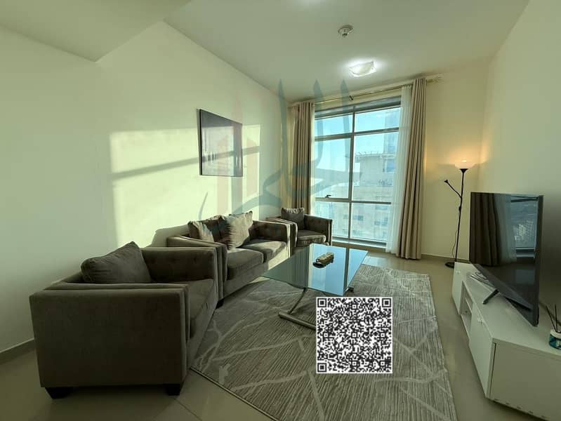 Furnished one-bedroom apartment for monthly rent on Ajman Corniche Location: Al Nakheel 2 - Al Ittihad Tower Opposite Bahi Ajman Palace Hotel and Fai