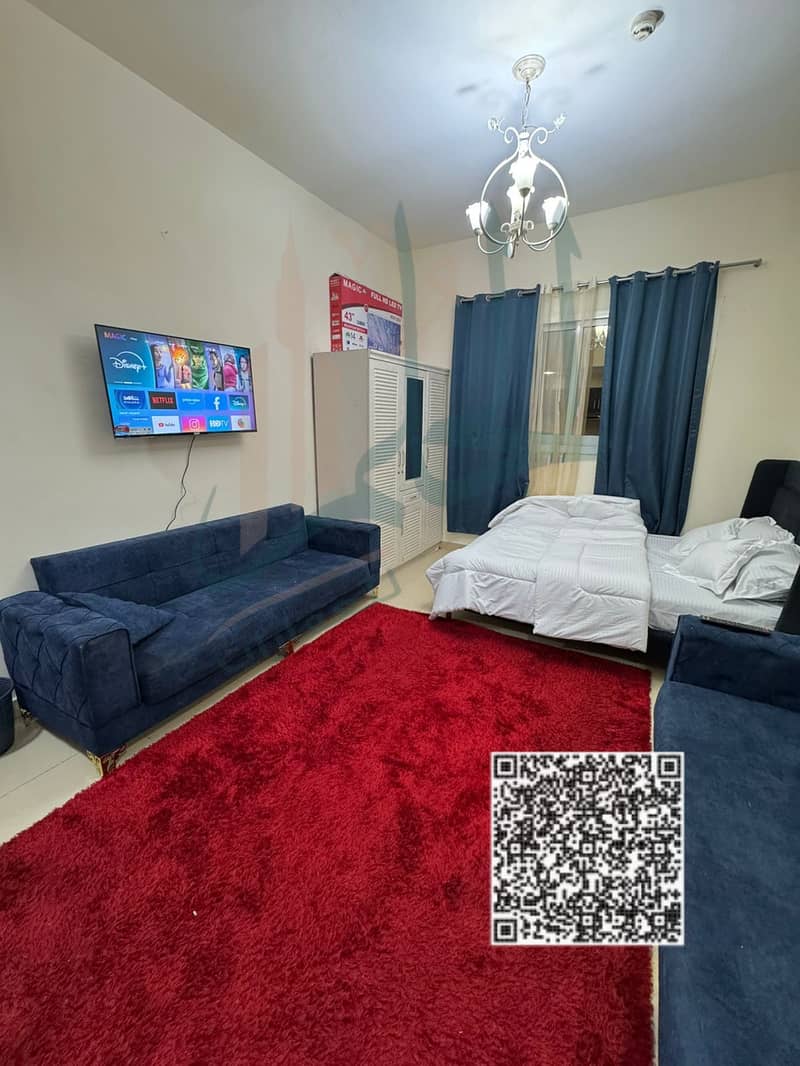 Furnished studio apartment for monthly rent in Ajman – Jasmine Towers Location: Al Jurf 2 – Jasmine Towers Prime location near City Centre Ajman and