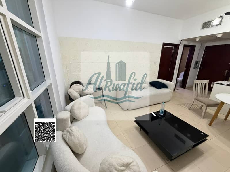 For rent: furnished 1BR with parking in City Tower, Al Nuaimiya 3, Sheikh Khalifa Street.