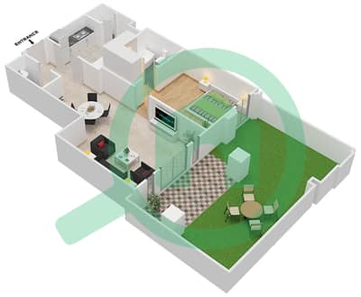 المخططات الطابقية لتصميم الوحدة 4 GROUND FLOOR شقة 1 غرفة نوم - ريحان 4