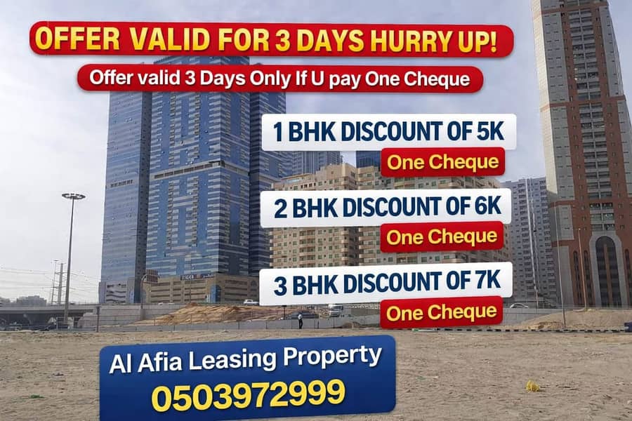 31K,32K,1 CHQ,36K,37K,38K 4/6 CHEQ + 1 MONTH FREE OFFER LIMITED PERIOD ONLY ON 1 BR HALL APARTMENT ON F24 BUS STOP NEXT TO LULU ON DUBAI SHRJAH BORDER