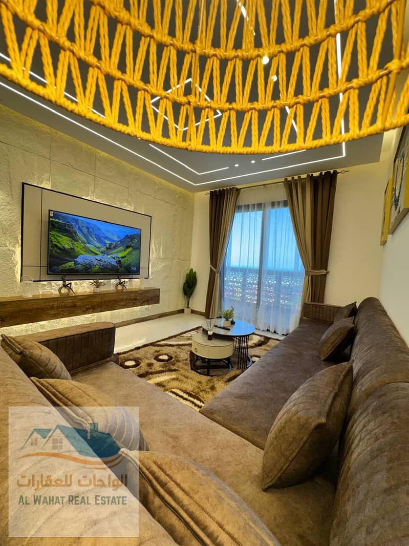 Furnished 2-Bedroom Apartment for Monthly Rent – Ajman Walk Full Sea View First Occupancy Lowara 1 – Star 1 Tower Opposite