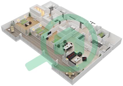 日落购物中心 - 3 卧室公寓类型C戶型图