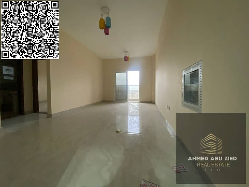 For rent, first occupancy in Ajman Al Jurf 3, 1-bedroom apartment with balcony and free parking, prime location close to all services at a great price