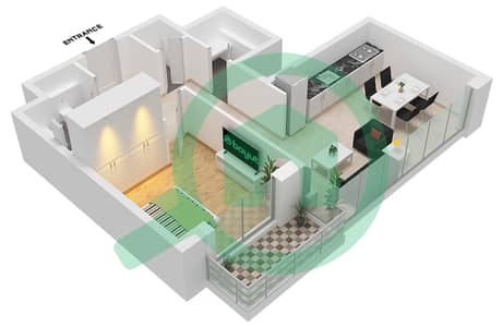Aria - Grundriss für 1 Schlafzimmer Wohnung Einheit 34 FLOOR 3