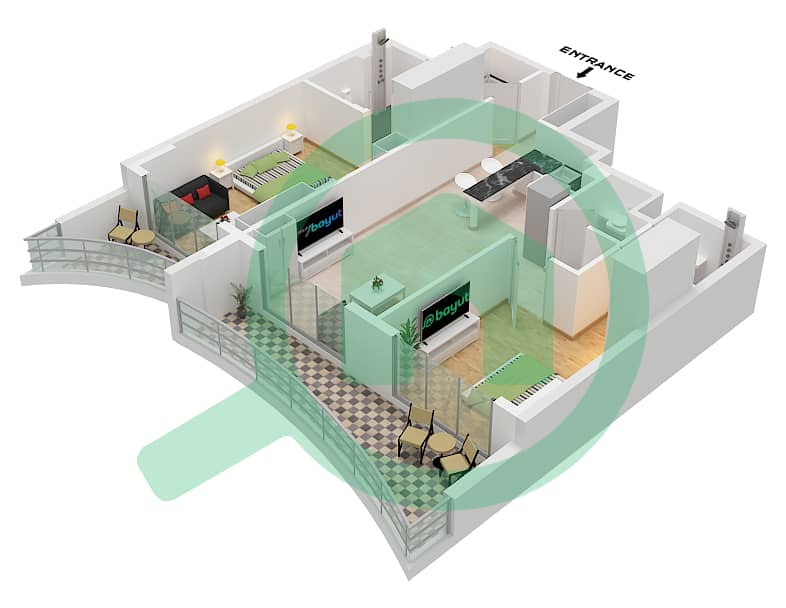 Nautis Residences - 2 Bedroom Apartment Unit 2-3 FLOOR 1-7 Floor plan Unit 2-3 Floor 1 Unit 4-5 Floor 4-7 interactive3D