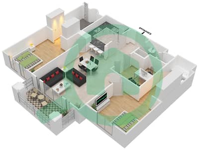 Янсун 8 - Апартамент 2 Cпальни планировка Единица измерения 8 FLOOR 1-3