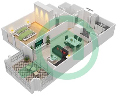 Миска 3 - Апартамент 1 Спальня планировка Единица измерения 1 FLOOR 1-2