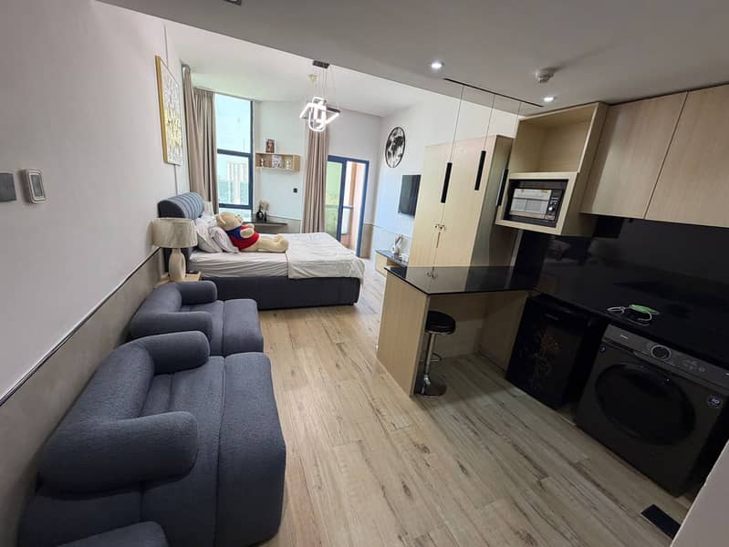 Furnished studio apartment for annual rent in Al Nuaimiya 1 – located in a prestigious tower with parking – prime location with easy access to Dubai a