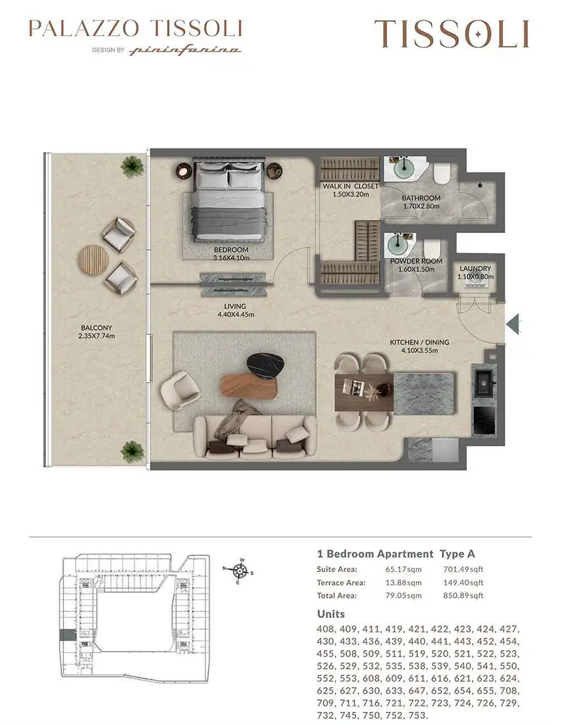 1 BR floor plan