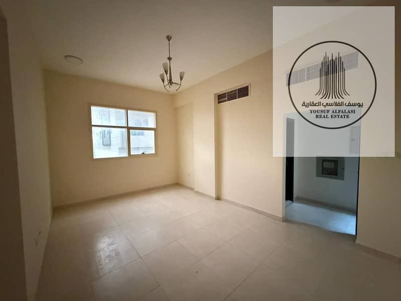 Two bedrooms and a living room with two bathrooms and central air conditioning for rent. Very spacious and located near schools in Al Jurf 1. Price: 3